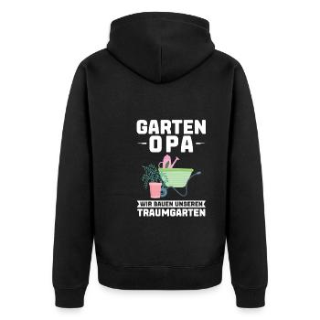Garten Opa Gärtnerei Geschenk - Unisex Premium Bio Zip Hoodie - Schwarz - Hinten - Nico (187cm)