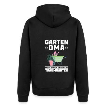Garten Oma Gärtnern Geschenk - Unisex Premium Bio Zip Hoodie - Schwarz - Hinten - Nico (187cm)