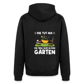 Garten Pflanze Gärtnerei Geschenk - Unisex Premium Bio Zip Hoodie - Schwarz - Hinten - Nico (187cm)