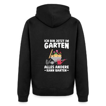 Garten Pflanze Gärtnerei Geschenk - Unisex Premium Bio Zip Hoodie - Schwarz - Hinten - Nico (187cm)