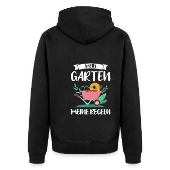 Garten Pflanze Gärtnerei Geschenk - Unisex Premium Bio Zip Hoodie - Schwarz - Hinten - Nico (187cm)