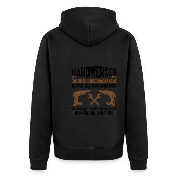 Handwerker Beruf Heimwerken Geschenk - Unisex Premium Bio Zip Hoodie - Schwarz - Hinten - Nico (187cm)