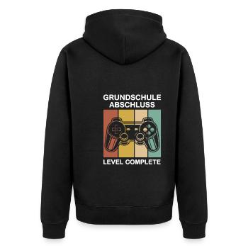 Grundschule Abschluss Grundschulabschluss Geschenk - Unisex Premium Bio Zip Hoodie - Schwarz - Hinten - Nico (187cm)