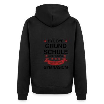 Grundschule Abschluss Grundschulabschluss Geschenk - Unisex Premium Bio Zip Hoodie - Schwarz - Hinten - Nico (187cm)