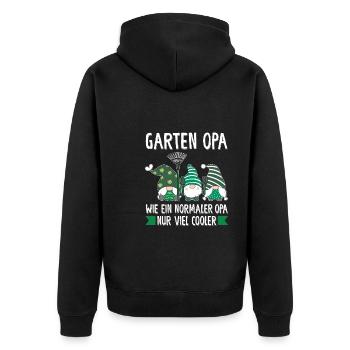 Garten Opa Gnome Hobbygärtner Geschenk - Unisex Premium Bio Zip Hoodie - Schwarz - Hinten - Nico (187cm)