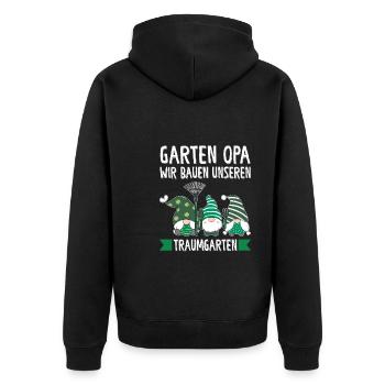 Garten Opa Gnome Gärtnerei Geschenk - Unisex Premium Bio Zip Hoodie - Schwarz - Hinten - Nico (187cm)