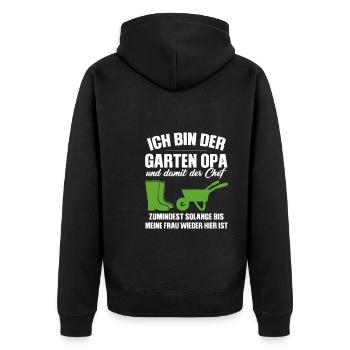 Garten Opa Gnome Gartenarbeit Geschenk - Unisex Premium Bio Zip Hoodie - Schwarz - Hinten - Nico (187cm)
