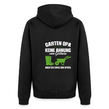 Garten Opa Gnome Großvater Geschenk - Unisex Premium Bio Zip Hoodie - Schwarz - Hinten - Nico (187cm)