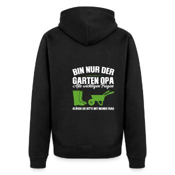 Garten Opa Gnome Großvater Geschenk - Unisex Premium Bio Zip Hoodie - Schwarz - Hinten - Nico (187cm)