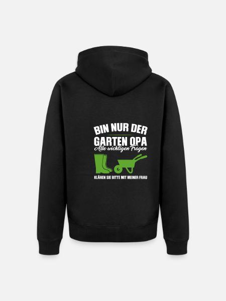 Garten Opa Gnome Großvater Geschenk - Unisex Premium Bio Zip Hoodie - Schwarz