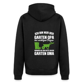 Garten Opa Gnome Gärtnern Geschenk - Unisex Premium Bio Zip Hoodie - Schwarz - Hinten - Nico (187cm)