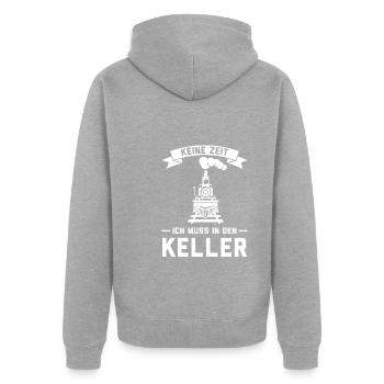 Dampflokomotive Zug Modellbauer Geschenk - Unisex Premium Bio Zip Hoodie - Grau meliert - Hinten - Nico (187cm)