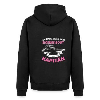 Boot Segeln Kapitän Geschenk - Unisex Premium Bio Zip Hoodie - Schwarz - Hinten - Nico (187cm)
