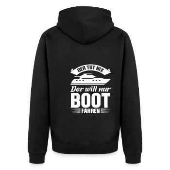 Boot Segeln Bootfahren Geschenk - Unisex Premium Bio Zip Hoodie - Schwarz - Hinten - Nico (187cm)