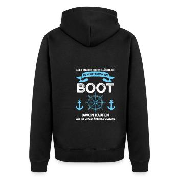 Boot Segeln Bootfahrer Geschenk - Unisex Premium Bio Zip Hoodie - Schwarz - Hinten - Nico (187cm)