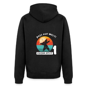 1.Geburtstag Dabbing 1 Jahr alt Geschenk - Unisex Premium Bio Zip Hoodie - Schwarz - Hinten - Nico (187cm)