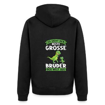 Großer Bruder Dinosaurier Grosser Bruder Geschenk - Unisex Premium Bio Zip Hoodie - Schwarz - Hinten - Nico (187cm)