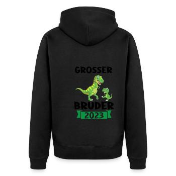T-Rex Dino Dinosaurier Brüder Geschenk - Unisex Premium Bio Zip Hoodie - Schwarz - Hinten - Nico (187cm)