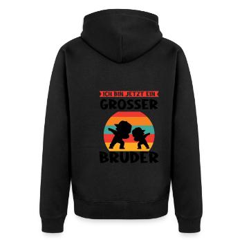 Großer Bruder Dabbing Einzelkind Geschenk - Unisex Premium Bio Zip Hoodie - Schwarz - Hinten - Nico (187cm)