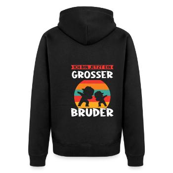 Großer Bruder Dabbing Grosser Bruder Geschenk - Unisex Premium Bio Zip Hoodie - Schwarz - Hinten - Nico (187cm)