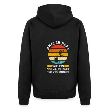 Angler Papa Fischer Geschenk - Unisex Premium Bio Zip Hoodie - Schwarz - Hinten - Nico (187cm)