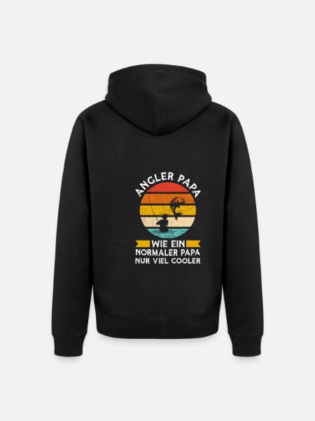 Angler Papa Fischer Geschenk - Unisex Premium Bio Zip Hoodie - Schwarz
