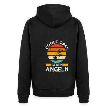 Angler Opa Großvater Geschenk - Unisex Premium Bio Zip Hoodie - Schwarz - Hinten - Nico (187cm)