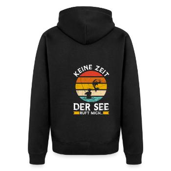 Angler Papa Fischer Geschenk - Unisex Premium Bio Zip Hoodie - Schwarz - Hinten - Nico (187cm)
