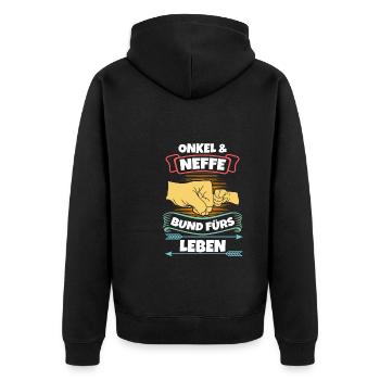 Stiefvater Familie Papa Geschenk - Unisex Premium Bio Zip Hoodie - Schwarz - Hinten - Nico (187cm)