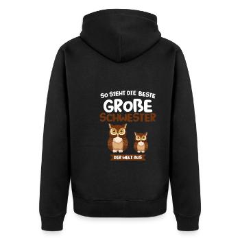 Onkel & Nichte Familie Onkels Geschenk - Unisex Premium Bio Zip Hoodie - Schwarz - Hinten - Nico (187cm)