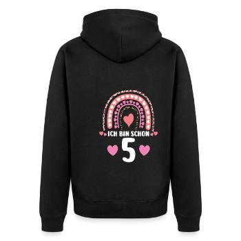 4.Geburtstag Regenbogen 4 Jahre alt Geschenk - Unisex Premium Bio Zip Hoodie - Schwarz - Hinten - Nico (187cm)