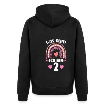 1.Geburtstag Regenbogen 1 Jahr alt Geschenk - Unisex Premium Bio Zip Hoodie - Schwarz - Hinten - Nico (187cm)