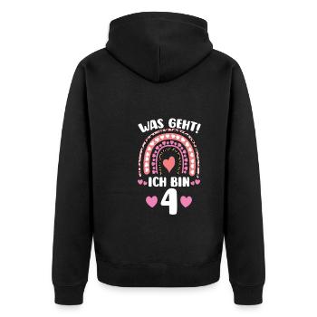 3.Geburtstag Regenbogen 3 Jahre alt Geschenk - Unisex Premium Bio Zip Hoodie - Schwarz - Hinten - Nico (187cm)