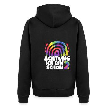 1.Geburtstag Regenbogen 1 Jahr alt Geschenk - Unisex Premium Bio Zip Hoodie - Schwarz - Hinten - Nico (187cm)