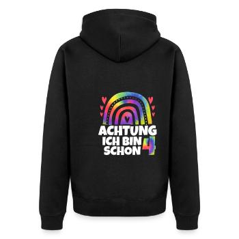 3.Geburtstag Regenbogen 3 Jahre alt Geschenk - Unisex Premium Bio Zip Hoodie - Schwarz - Hinten - Nico (187cm)