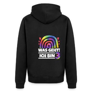1.Geburtstag Regenbogen 1 Jahr alt Geschenk - Unisex Premium Bio Zip Hoodie - Schwarz - Hinten - Nico (187cm)