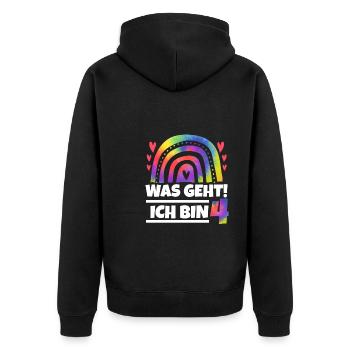 3.Geburtstag Regenbogen 3 Jahre alt Geschenk - Unisex Premium Bio Zip Hoodie - Schwarz - Hinten - Nico (187cm)