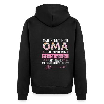 Grossmutter Oma Omas Geschenk - Unisex Premium Bio Zip Hoodie - Schwarz - Hinten - Nico (187cm)