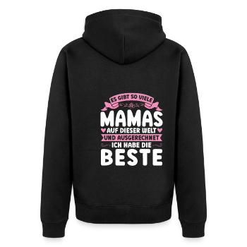 Mutter Mama Tochter Geschenk - Unisex Premium Bio Zip Hoodie - Schwarz - Hinten - Nico (187cm)