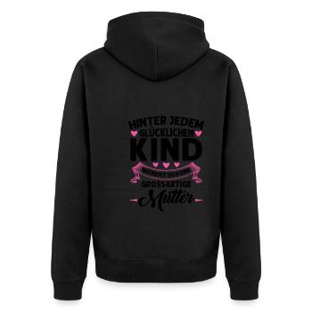 Mutter Mama Tochter Geschenk - Unisex Premium Bio Zip Hoodie - Schwarz - Hinten - Nico (187cm)