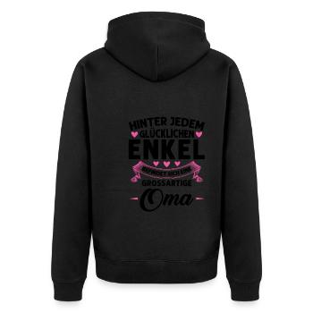 Grossmutter Oma Omas Geschenk - Unisex Premium Bio Zip Hoodie - Schwarz - Hinten - Nico (187cm)