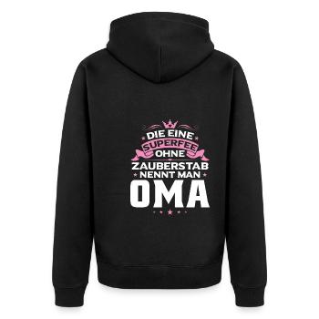 Grossmutter Oma Omas Geschenk - Unisex Premium Bio Zip Hoodie - Schwarz - Hinten - Nico (187cm)