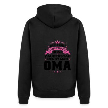 Grossmutter Oma Omas Geschenk - Unisex Premium Bio Zip Hoodie - Schwarz - Hinten - Nico (187cm)