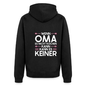 Grossmutter Oma Omas Geschenk - Unisex Premium Bio Zip Hoodie - Schwarz - Hinten - Nico (187cm)