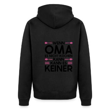 Grossmutter Oma Omas Geschenk - Unisex Premium Bio Zip Hoodie - Schwarz - Hinten - Nico (187cm)