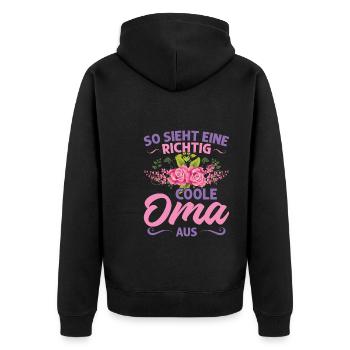 Grossmutter Oma Omas Geschenk - Unisex Premium Bio Zip Hoodie - Schwarz - Hinten - Nico (187cm)