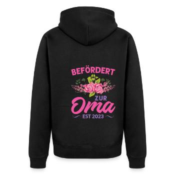 Grossmutter Oma Omas Geschenk - Unisex Premium Bio Zip Hoodie - Schwarz - Hinten - Nico (187cm)