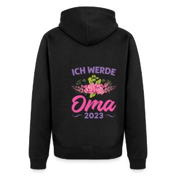 Grossmutter Oma Omas Geschenk - Unisex Premium Bio Zip Hoodie - Schwarz - Hinten - Nico (187cm)