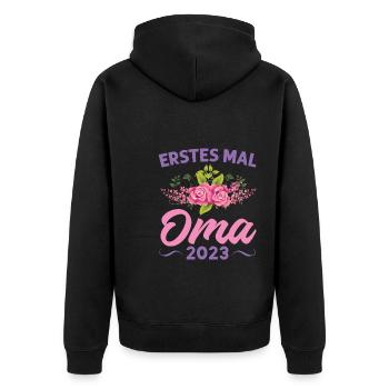 Grossmutter Oma Omas Geschenk - Unisex Premium Bio Zip Hoodie - Schwarz - Hinten - Nico (187cm)