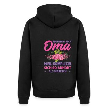 Grossmutter Oma Omas Geschenk - Unisex Premium Bio Zip Hoodie - Schwarz - Hinten - Nico (187cm)